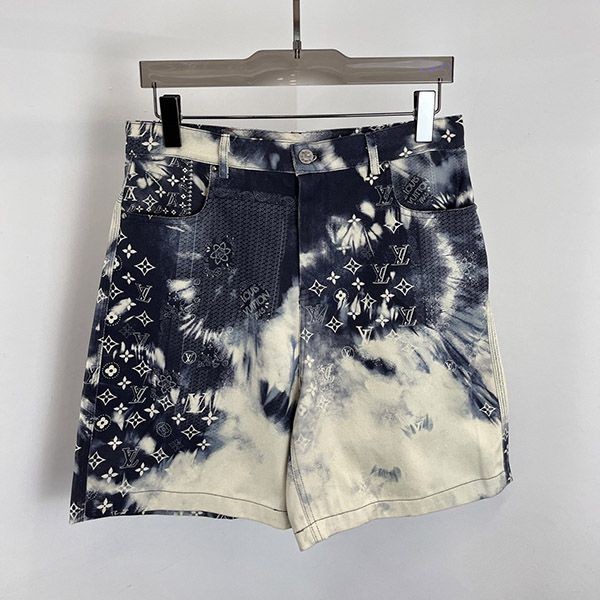 Competitive Louis Vuitton Replica Monogram Bandana Denim Shorts vun49308