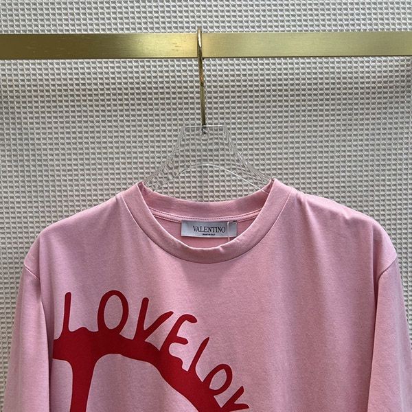 Valentino Replica LOVE V Logo Cotton Short Sleeve T-Shirt Vun68592