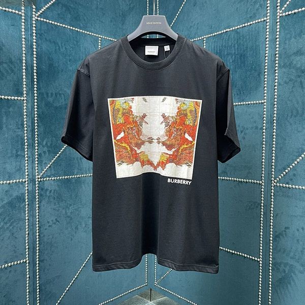 Burberry replica map print cotton oversized T-shirt Bab84516