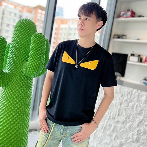 Cute Fendi Monster Logo Crew Neck Copy T-Shirt fem98518 Cute Fendi Monster Logo Crew Neck Copy T-Shirt fem98518