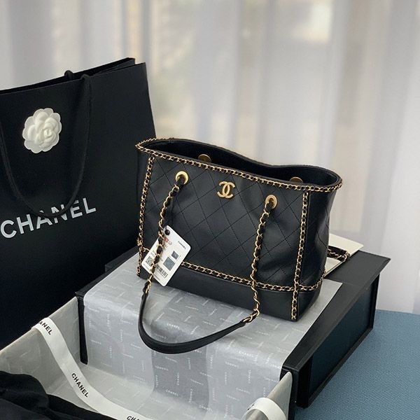 Chanel/CC Matelasse Tote Replica Calfskin Black shh77383
