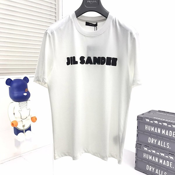 Hard to find Jil Sander logo printed cotton jersey T-shirt copy white Jii34356