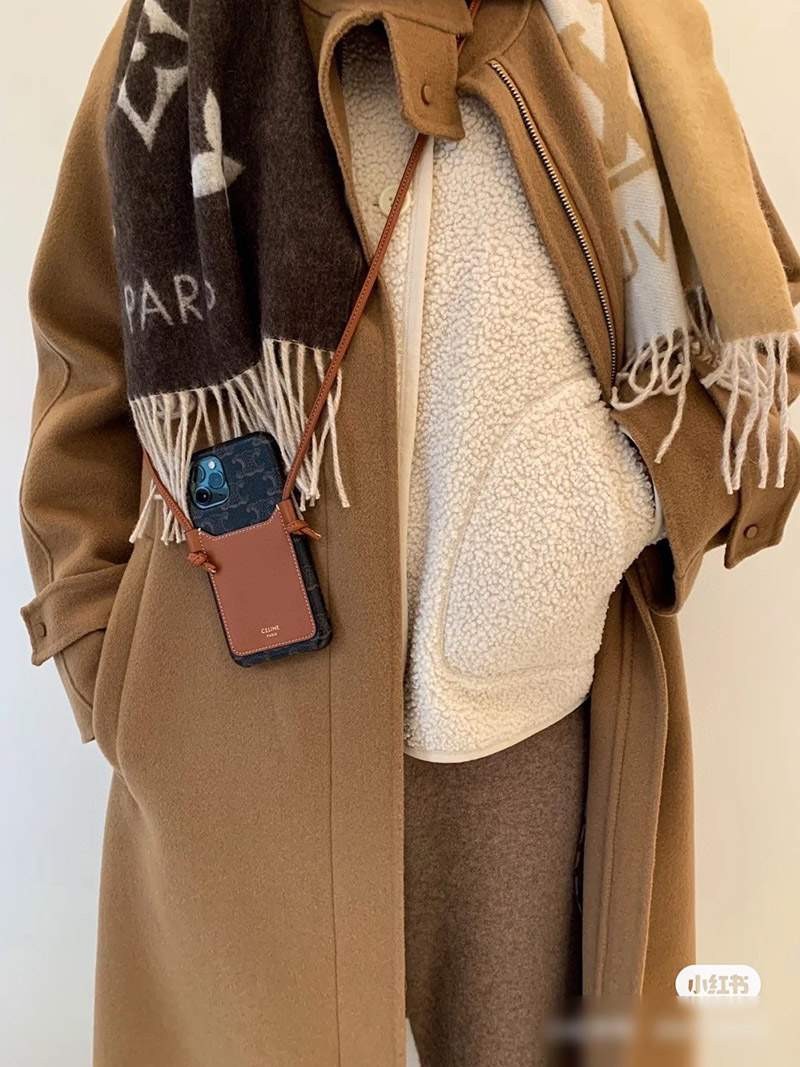 No.1 Popular Celine Triomphe Copy Strap iPhone11/12 Pro Case Ces66233