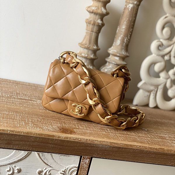 [Not available in Japan] Chanel Beige Classic Mini Flap Bag Replica shz94989