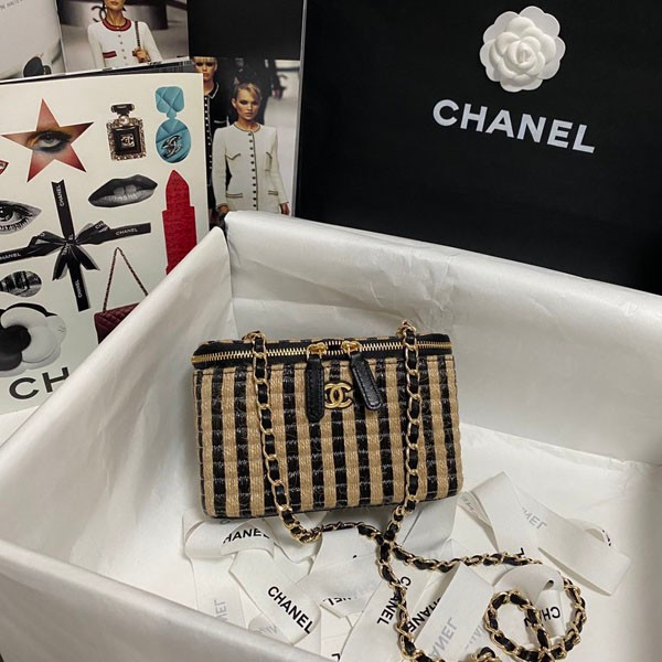 Cute [Chanel] Vanity Case Raffia Stripe shl45279