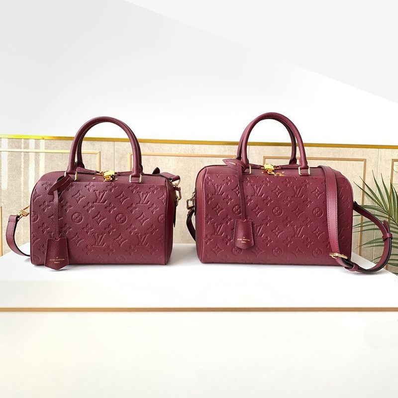 No customs duties Louis Vuitton Replica Speedy Bandouliere 25/30★Violet Red Empreinte Handbag vuo31625