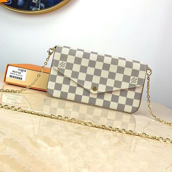 [Louis Vuitton Shoulder Bag Replica] Damier Pochette Felicie Chain Wallet M63106