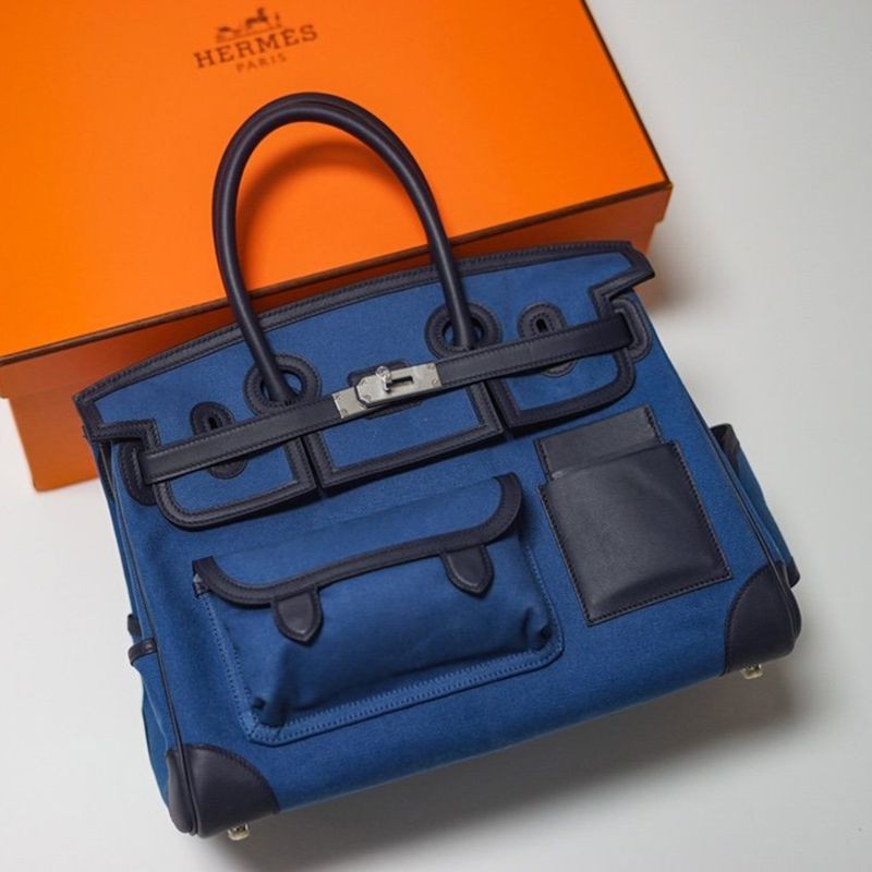 Cute Hermes Birkin Cargo Replica 35cm Toile H x Swift ery58763