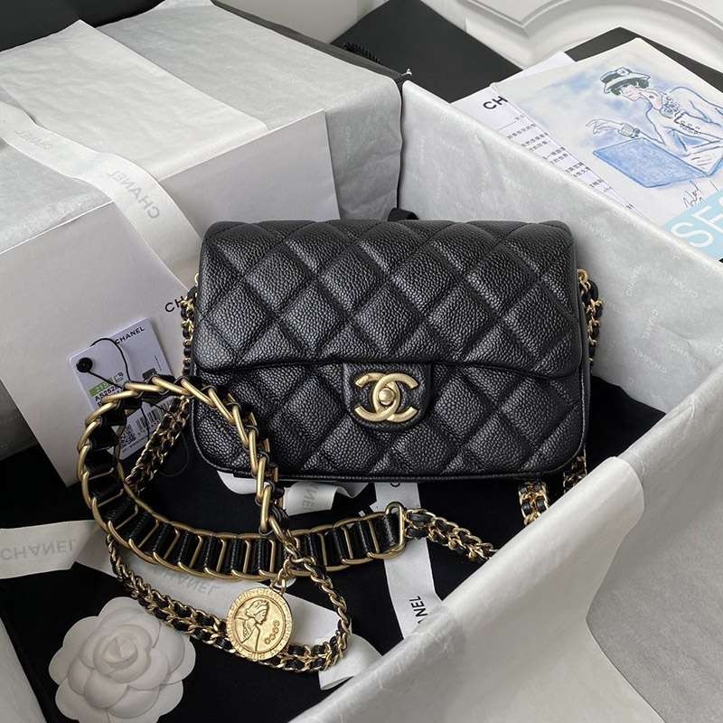 Free shipping Cute Chanel fake chain shoulder bag caviar skin shh00475