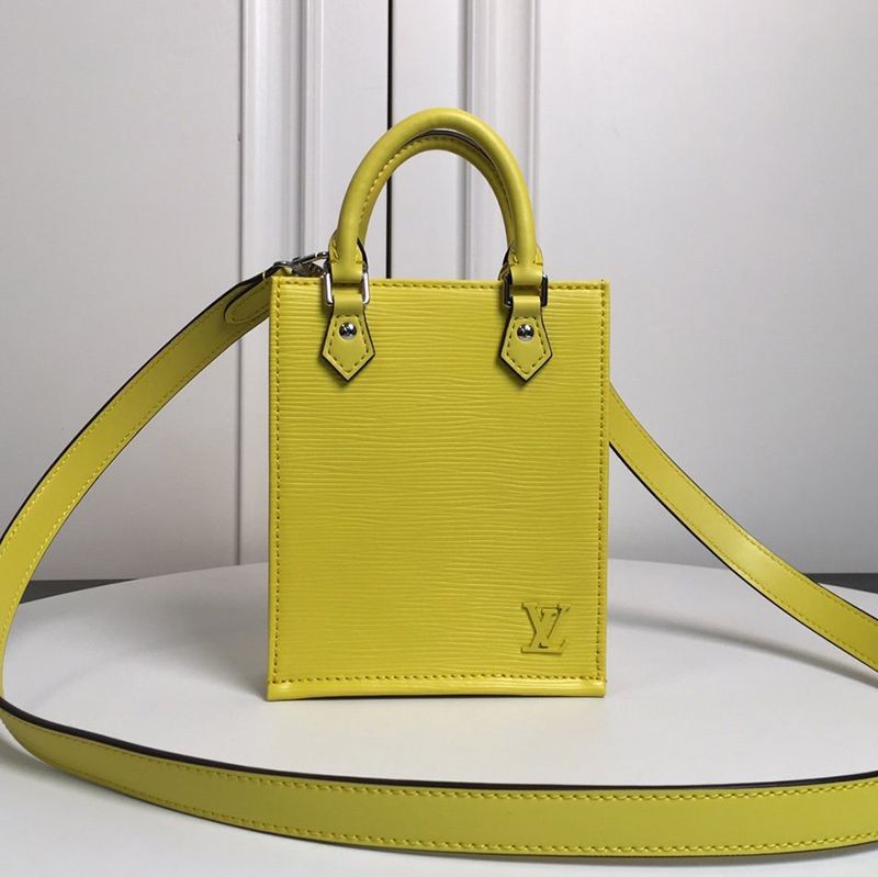 No customs duties Louis Vuitton Petite Sac Plat Replica Epi Yellow Shoulder Bag M80169