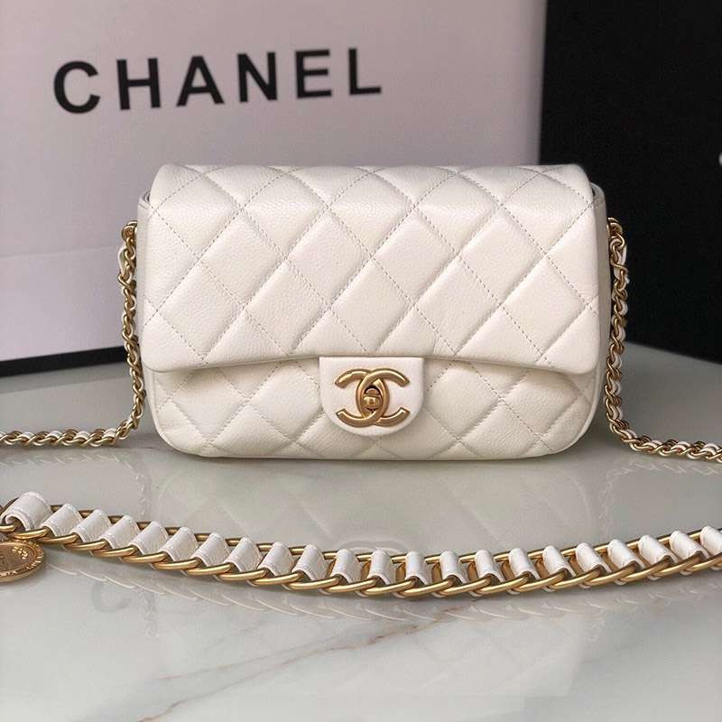 21AW New Arrival Chanel Caviar Skin Fake Chain Shoulder Bag AS2528