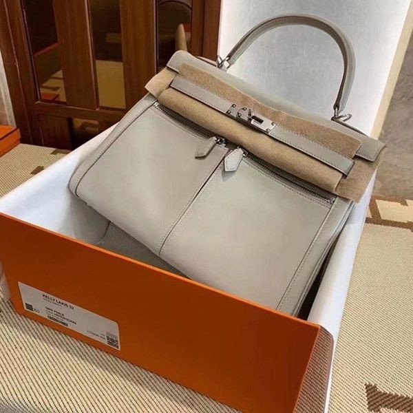 Extremely rare! Hermes Kelly copy 32cm with inner stitching and silver hardware erp94746 Extremely rare! Hermes Kelly copy 32cm with inner stitching and silver hardware erp94746