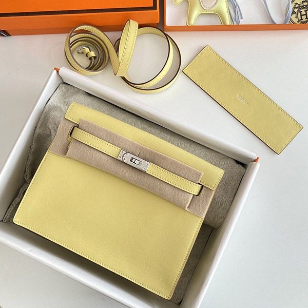 21-22AW Hermes Replica Kelly Dance 22cm Yellow Inner Stitching Two-tone Metal Fittings erl04792