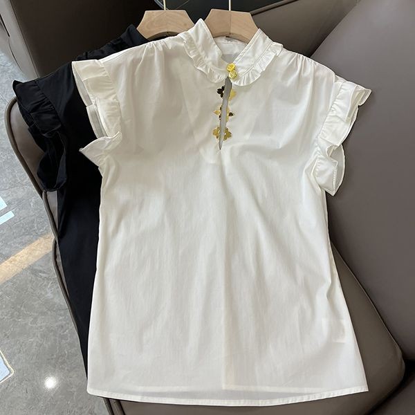[Not available in Japan] Louis Vuitton Frill Blouse Ruffle Top Short Sleeve Replica vuo76808