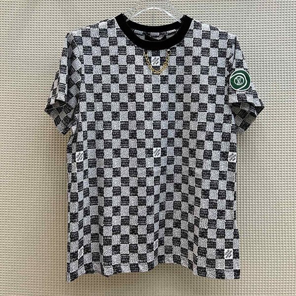 Sure to sell out? Louis Vuitton T-shirt parody Demier short sleeve pixel checkerboard vuo45783