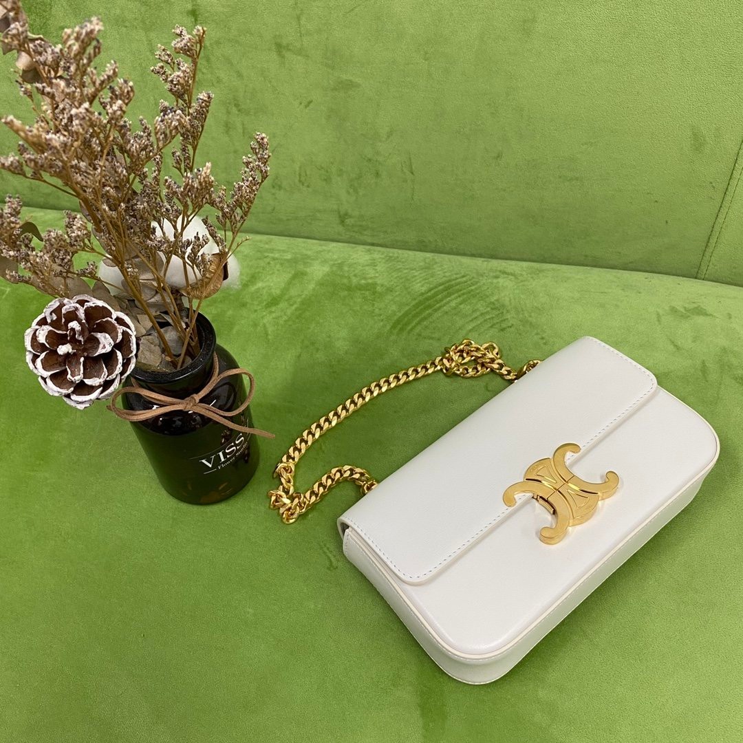 New for Spring: Celine Triomphe Chain Replica Shoulder Bag White Cea20974 New for Spring: Celine Triomphe Chain Replica Shoulder Bag White Cea20974