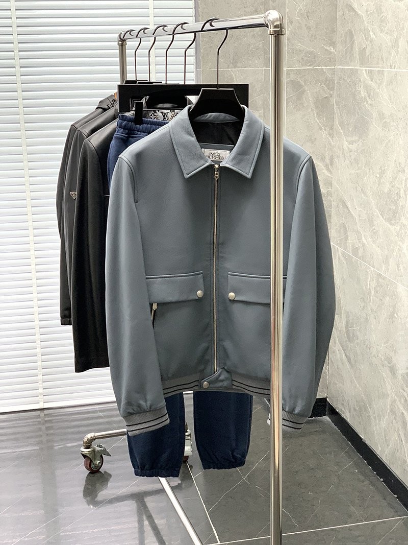 Eye-catching color Hermes zip jacket replica goatskin new erm27364