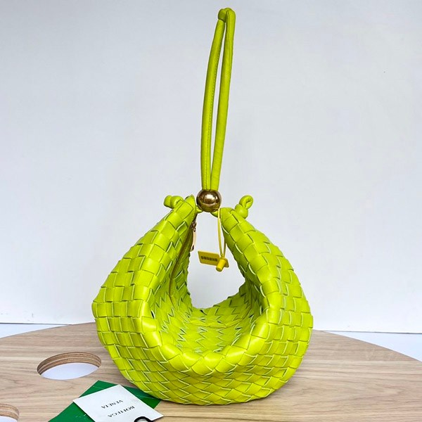 New sale Bottega Veneta Turn Pouch Replica Intrecciato Leather Acid Kiwi 701024V1W517302