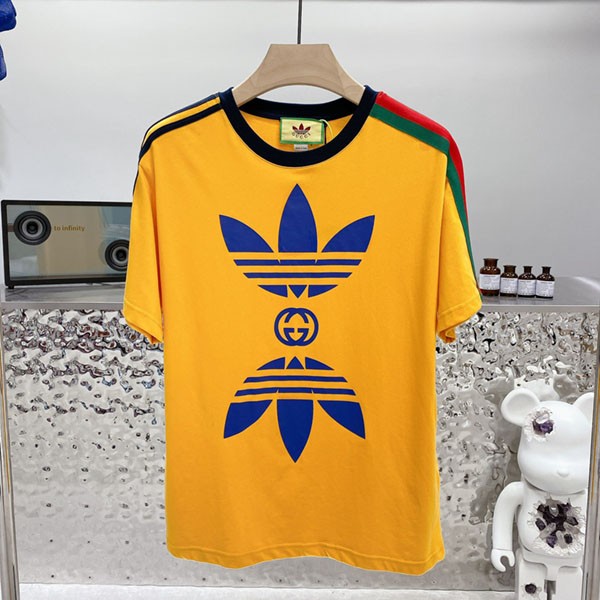 21-22AW Adidas x Gucci Cotton Jersey T-shirt Replica gue57855 21-22AW Adidas x Gucci Cotton Jersey T-shirt Replica gue57855