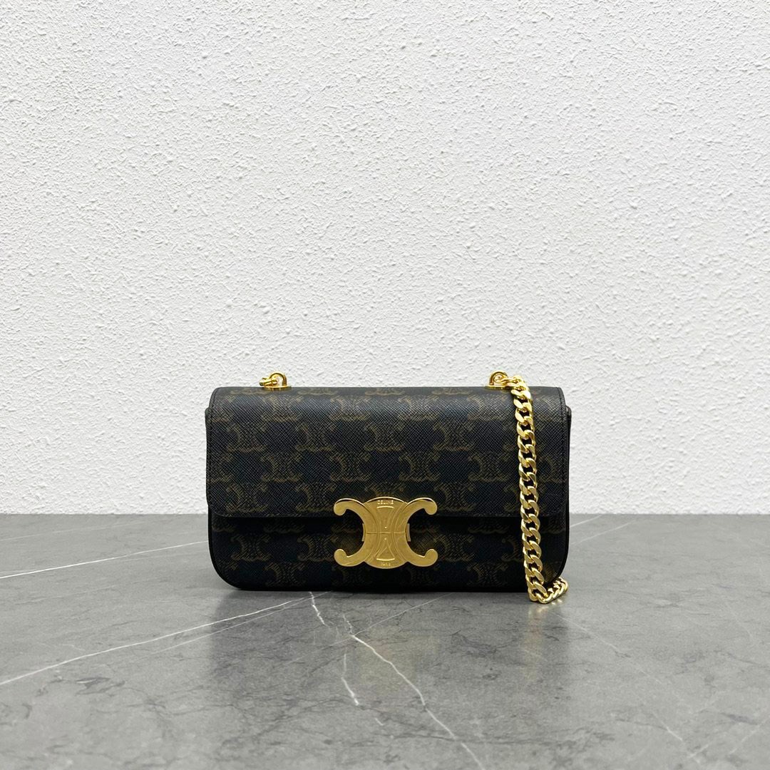 Rare color Celine Triomphe chain replica shoulder bag 197992DQW04LU Rare color Celine Triomphe chain replica shoulder bag 197992DQW04LU