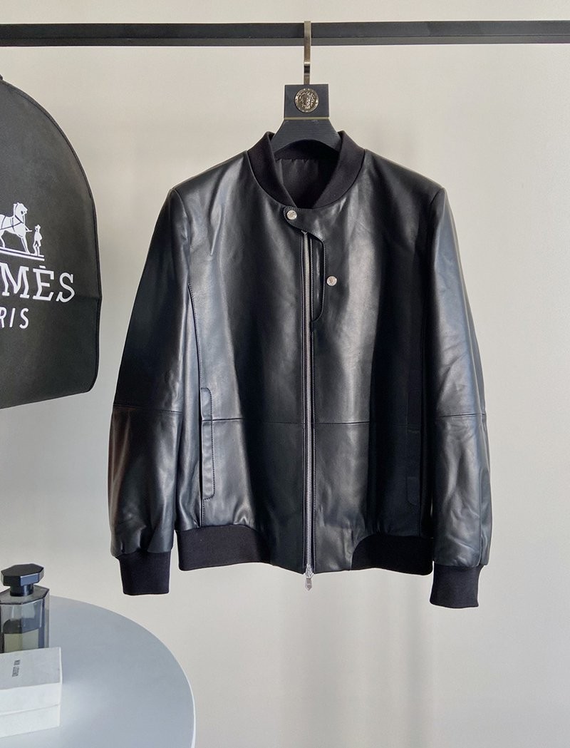 Cute Hermes Zip Jacket Copy Black Goatskin New eru46256
