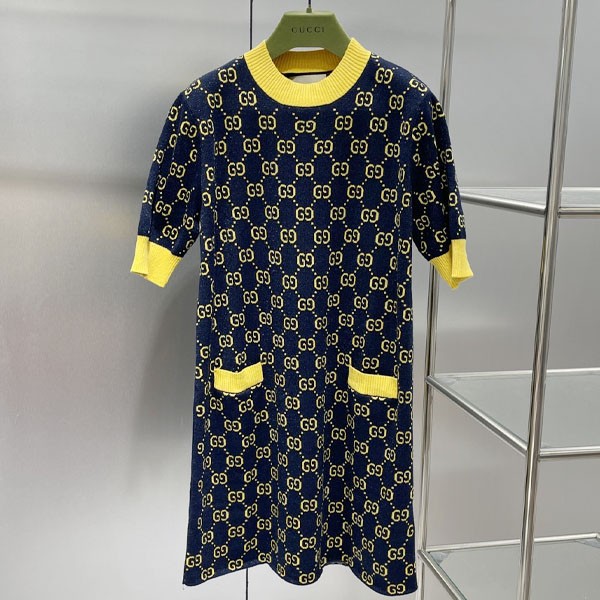 [Not available in Japan] Gucci Lame GG Jacquard Dress One Piece Fake 692707XKB544597