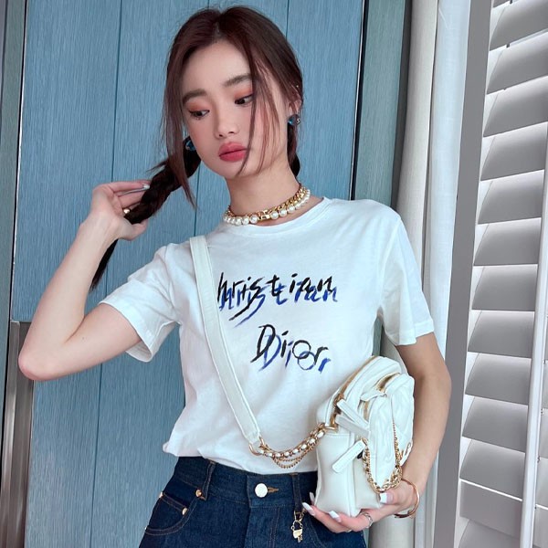 [Not available in Japan] ★Dior T-shirt parody cotton jersey & linen deb39568