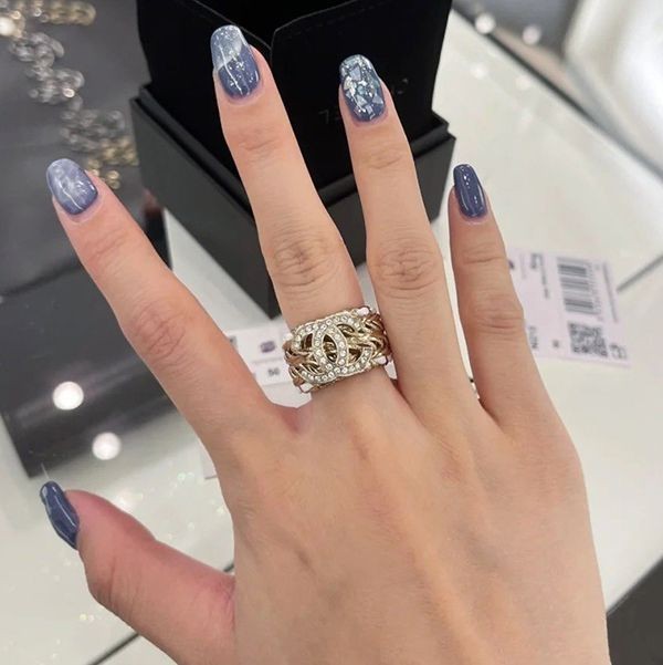 Popular Chanel Leather Bejeweled Stone Ring Replica AB8325B0819NI216