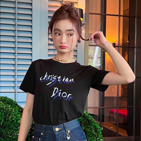 Gift OK ★ Dior T-shirt parody cotton jersey & linen dei10906