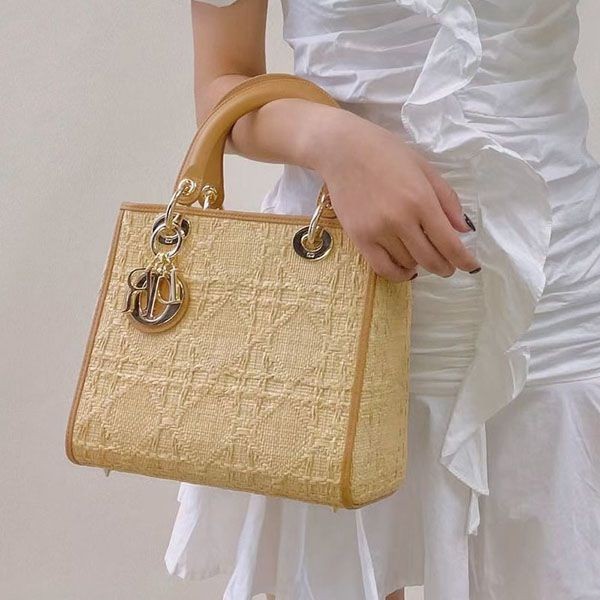 [Not available in Japan] Lady Dior Stylish ★Handbag Copy★ Natural Raffia dey75709