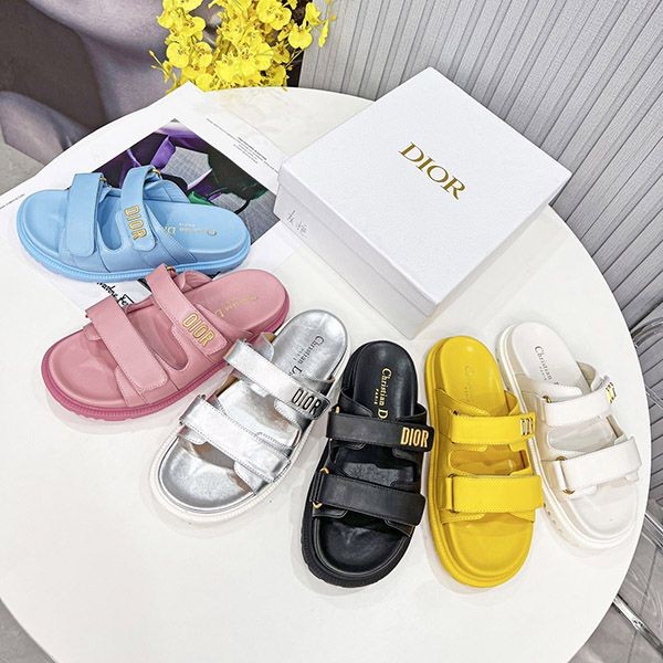Rare Dior Act Slide Sandals Replica Lambskin 6 Colors KCQ718LAB_S900