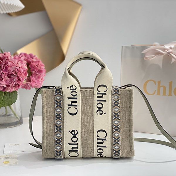 ★Popular in Japan! Chloe Woody Replica★Tote Bag◇Canvas & Leather CHF79354