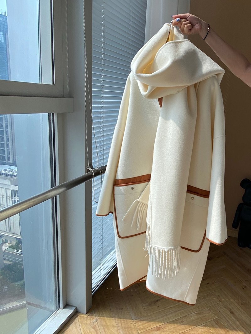 21AW New Hermes 2021FW Magazine Featured Coat Cashmere No Collar Copy Brown era05924