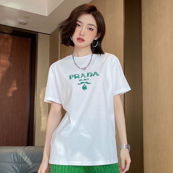 Domestic shipping Prada logo cotton T-shirt replica ☆ puw33278