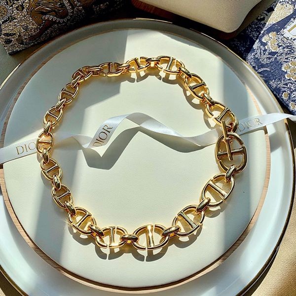 Arrives soon! Dior CD NAVY Chain Initial Necklace Replica N1453CDNCYD301