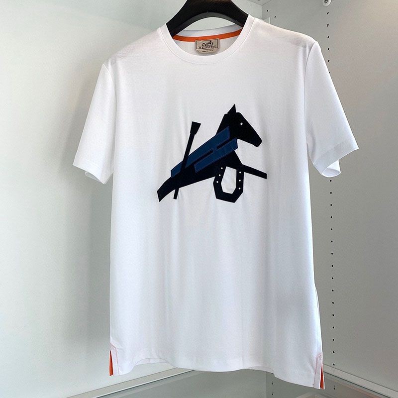 Tracked delivery [Hermes] Leather patch logo cotton T-shirt fake erc28435