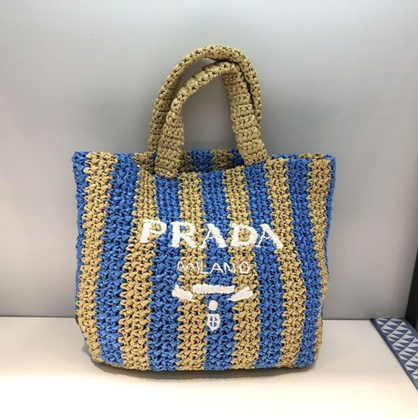 Hard to find Prada Raffia Tote replica small size pus40856