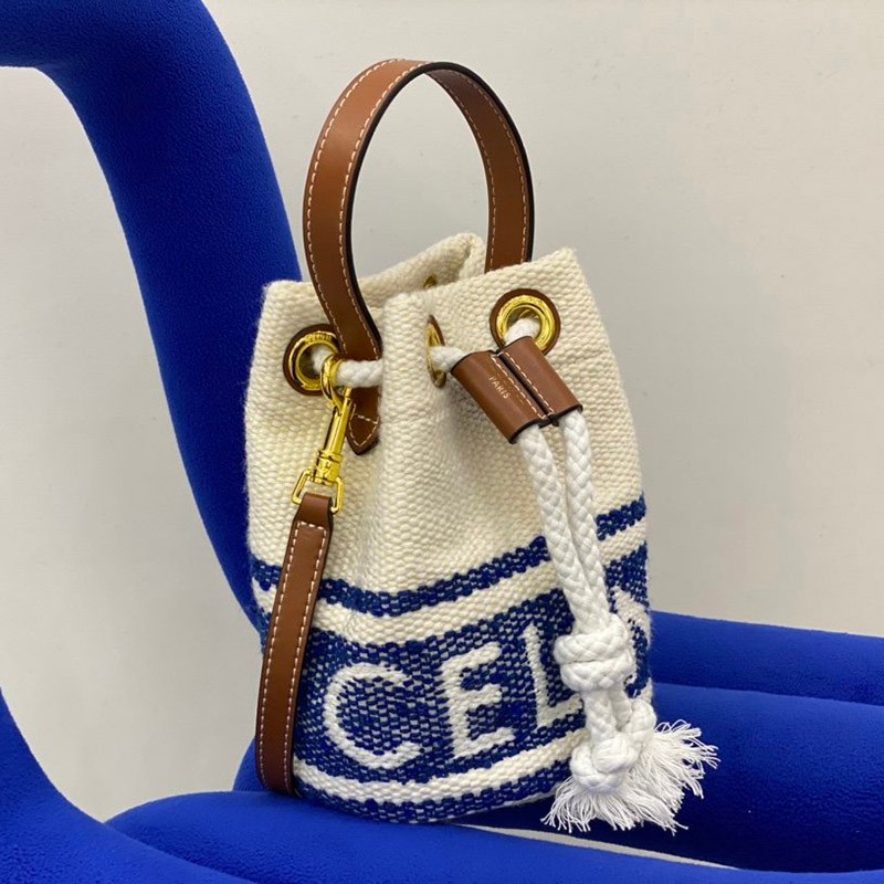 21ss Celine Bucket Bag Replica Teen Blue Tan 196532DBS07TN