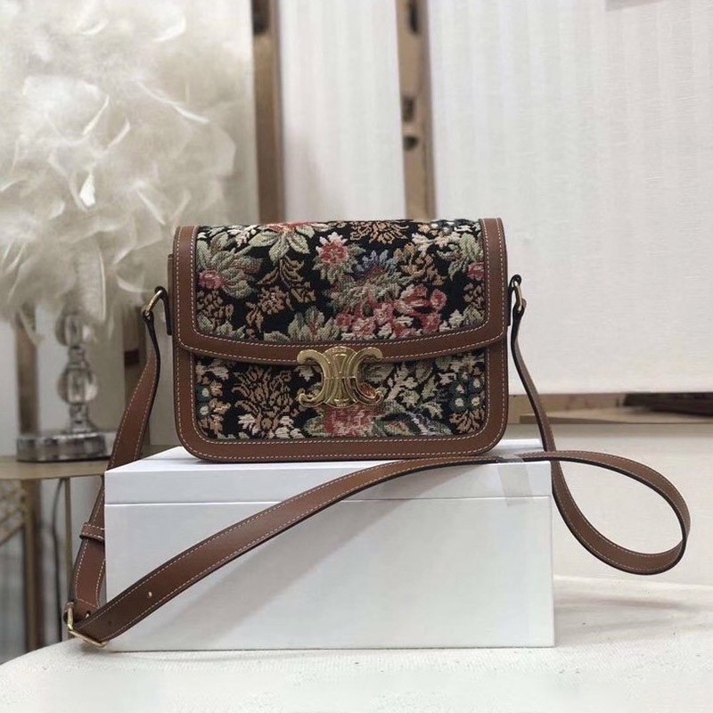 [Celine Shoulder Bag Replica] Medium Triomphe Bag Textile 191242CD35KZ