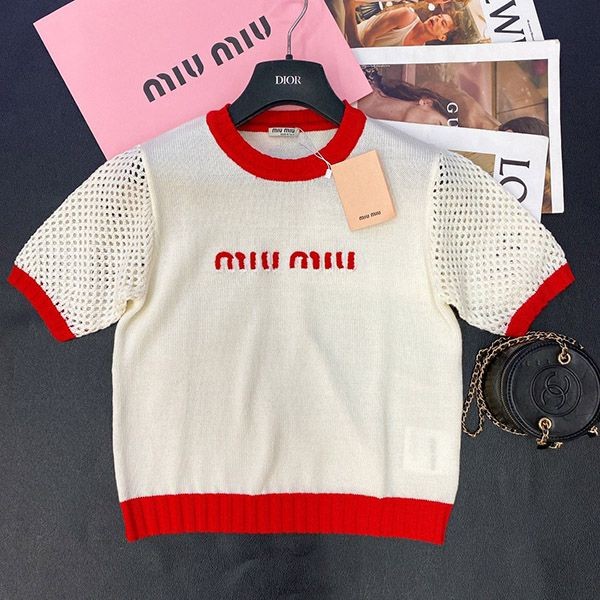 Hard to find Miu Miu embroidered t-shirt, fake cotton myn17950