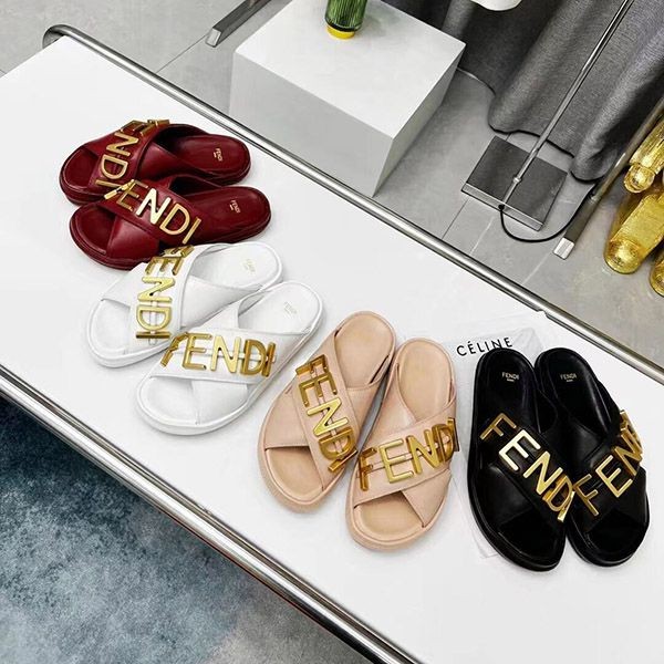 Very popular: Fendi Graphie fake leather slide sandals in 4 colors 8X8289AI1RF1H1K