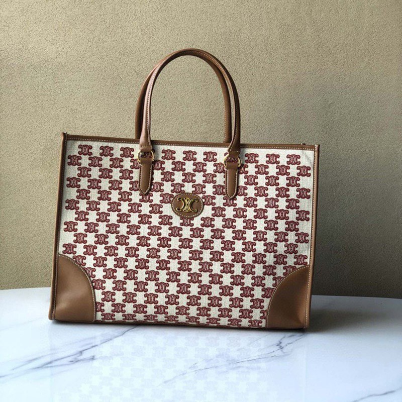 [Immediate delivery] [Celine tote bag replica] Triomphe embroidered textile handbag 194342CS838NO