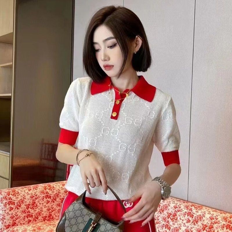 Super Hot Topic! 22 New Arrival Gucci GG Knit Striped Cotton Polo Mini T-Shirt Replica guj76575 Super Hot Topic! 22 New Arrival Gucci GG Knit Striped Cotton Polo Mini T-Shirt Replica guj76575