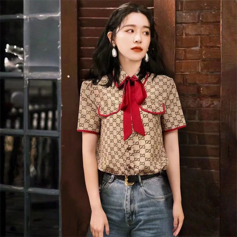 New for Spring/Summer [Popular] Gucci Bowling Shirt Fake Paonapple Short Sleeve GG Logo guj07517