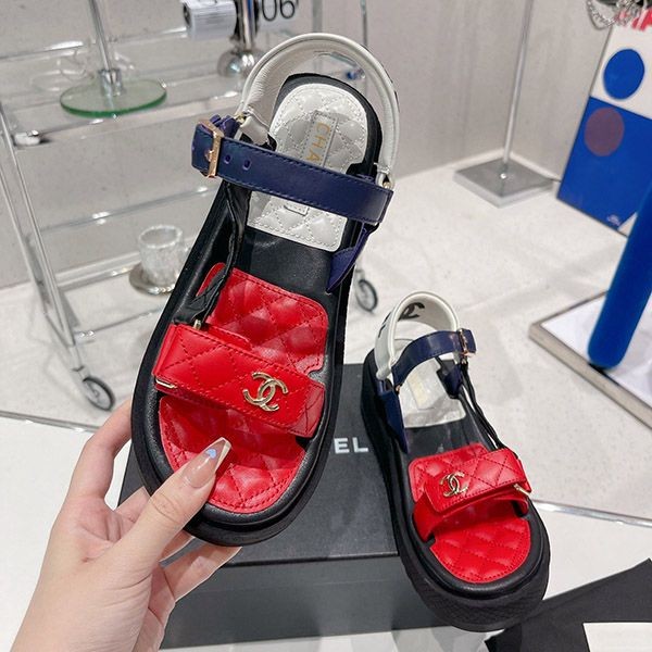 New sale Chanel lambskin sandals replica sha34511