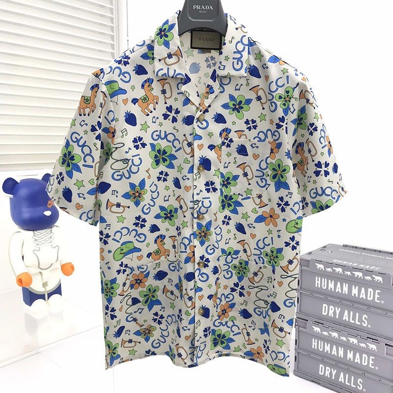 Not available in Japan Gucci geometric print bowling shirt replica top and bottom set gus96467 Not available in Japan Gucci geometric print bowling shirt replica top and bottom set gus96467