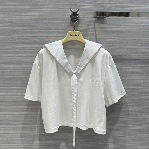 Spring/Summer new Miu Miu printed cotton jersey T-shirt copy myl50797