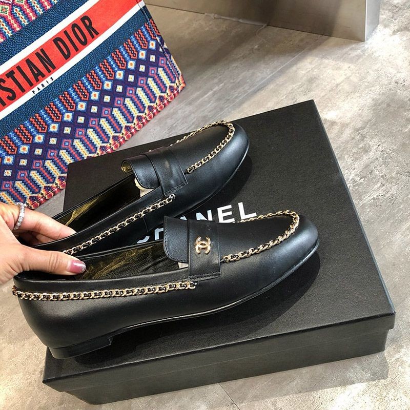 New sale item {21AW} Chanel lambskin & suede calfskin loafers replica shp69058