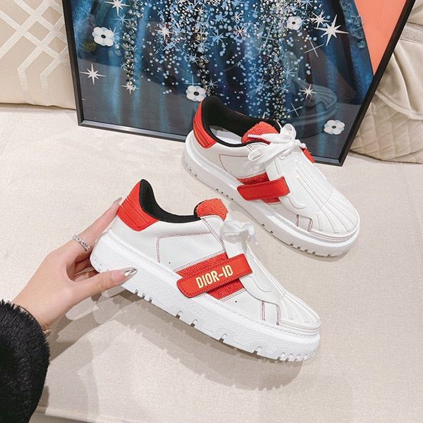 Rare Dior ID Sneakers Replica Calfskin Red/White dey83266