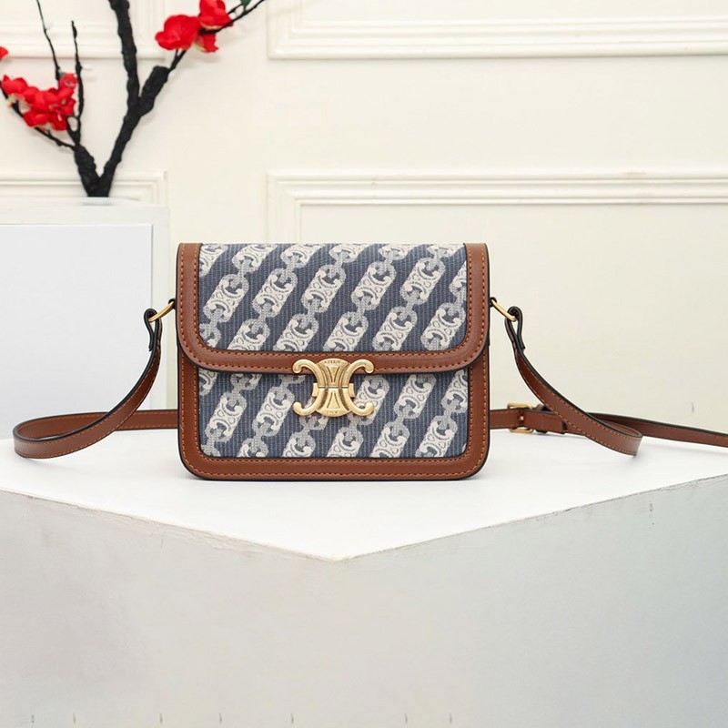 21AW New Celine Shoulder Bag Replica Marion Medium Triomphe Bag Blue 191242CKP07AT